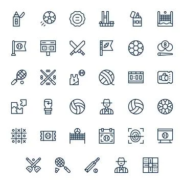 Match Detail Enhanced Vector Set with 35 64x64 Regular Line Icons Illustrazione stock
