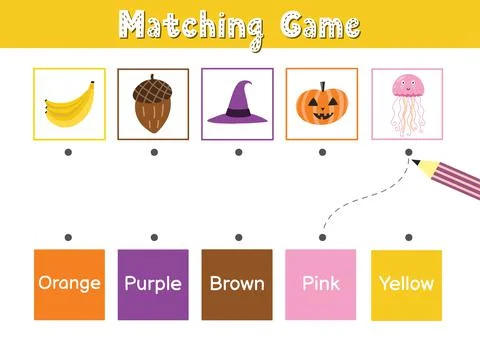 Match elements by color. Educational game for school and preschool. Sorting Stock Illustration