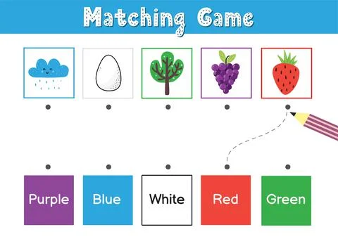 Match elements by color. Educational game for school and preschool. Sorting Stock Illustration