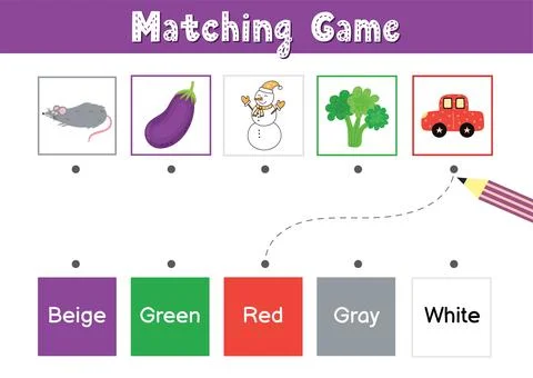 Match elements by color. Educational game for school and preschool. Sorting Illustrazione stock