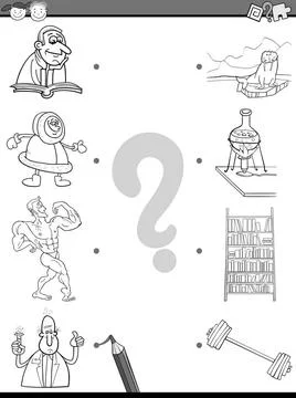 Match elements coloring book Cartoon Illustration of Educational Matching ... Foto stock