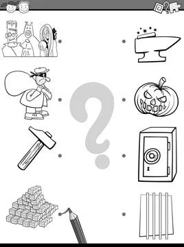 Match elements coloring page Cartoon Illustration of Educational Matching ... Stock Photos