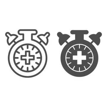 Match extra time line and solid icon. Overtime game, stopwatch or timer symbol Stock Illustration