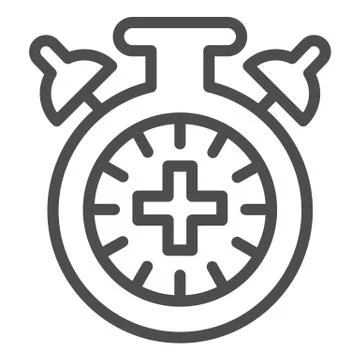 Match extra time line icon. Overtime game, stopwatch or timer symbol, outline Stock Illustration