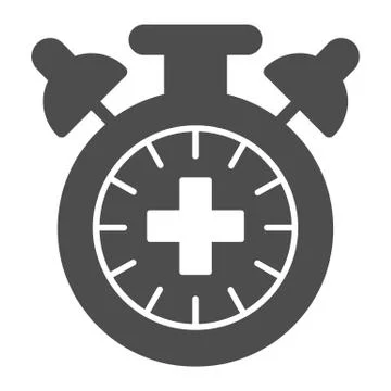 Match extra time solid icon. Overtime game, stopwatch or timer symbol, glyph Stock Illustration
