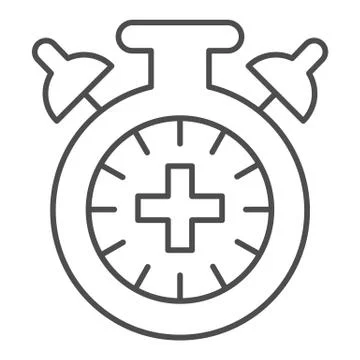 Match extra time thin line icon. Overtime game, stopwatch or timer symbol Stock Illustration