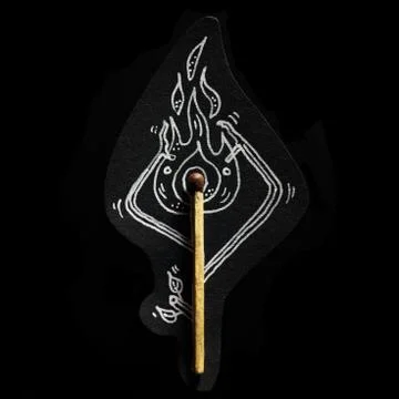 Match with fire on the black background Stockfoto's