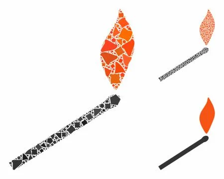 Match fire Composition Icon of Raggy Items Stock Illustration