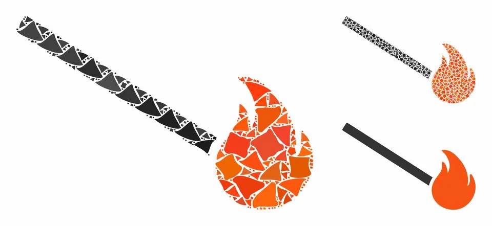 Match fire Composition Icon of Rough Elements Stock Illustration