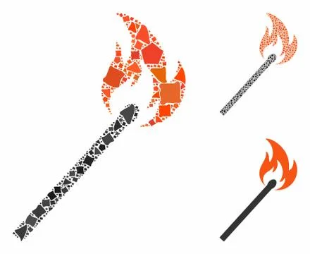 Match fire Composition Icon of Tremulant Elements Stock Illustration