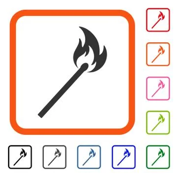 Match Fire Framed Icon Stock Illustration