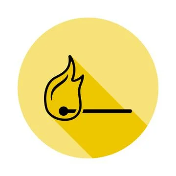 Match, fire icon in long shadow style Stock Illustration