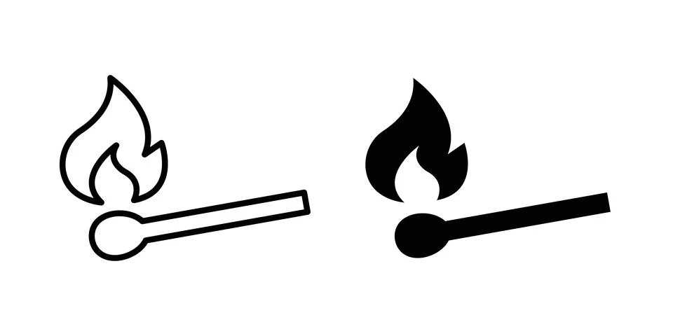 Match fire icon symbol. Flat and Stroke Vector illustration Illustrazione stock