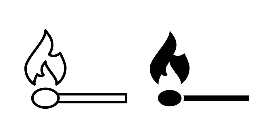 Match fire icon vector, symbol, logo illustrations Illustrazione stock