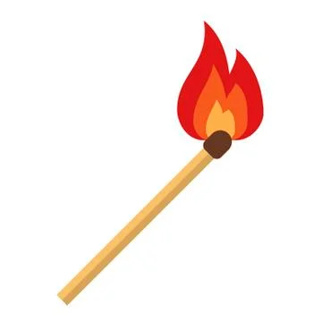 Match with fire isolated on white background. Vector illustration Stock Illustration