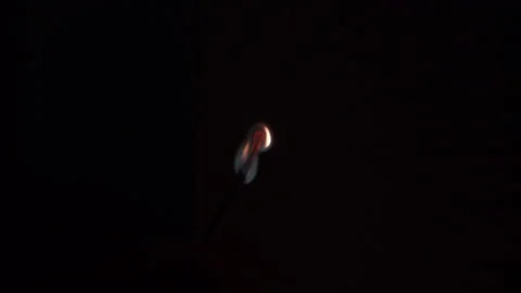 Match Flame Burning Down to Glowing Ember in Dark Room Stock Footage 340912210