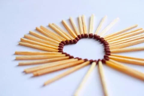 Match folded into shape of a heart Stock Photos