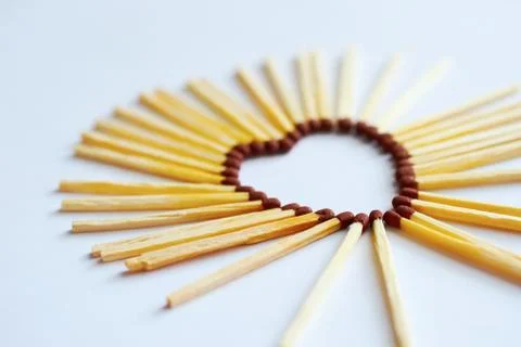 Match folded into shape of a heart Stock Photos