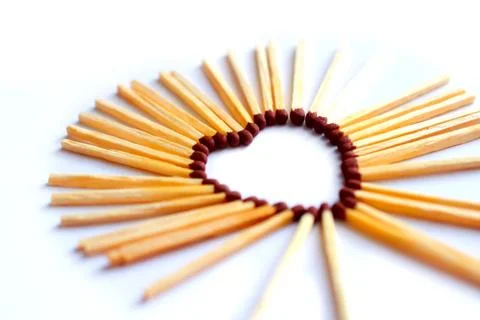 Match folded into shape of a heart Stock Photos