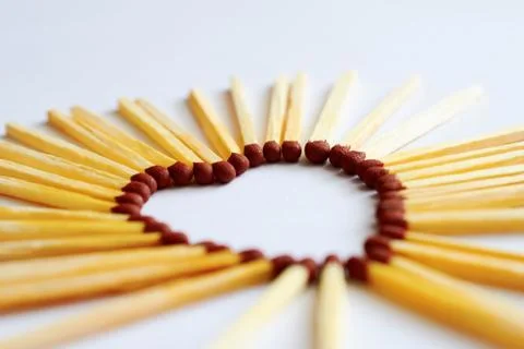 Match folded into shape of a heart Stock Photos