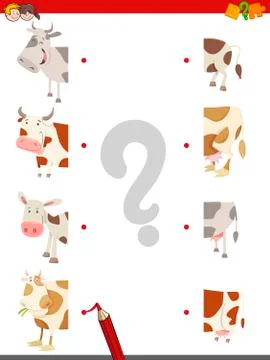 Match the halves of cows Illustrazione stock