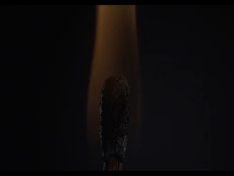 Match head lights up and burning, macroshot, slow motion, Burning fire phase 2 Stock Footage 74334795