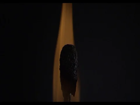 Match head lights up and burningd, macroshot, slow motion, Burning fire phase 3 Stock Footage 74335624