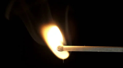 Match igniting and burning in slow motion. Stock Footage 57445274