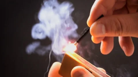 Match lighting on black background Stock Footage 146851770