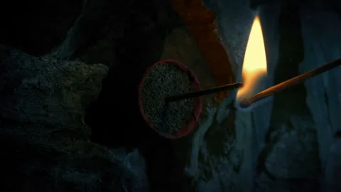 Match Lights Dynamite And Explosion Clears Rock Wall Stock Footage 200611370