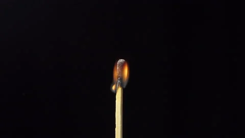 A match magically ignites and ignites against a black screen Stock Footage 221643848