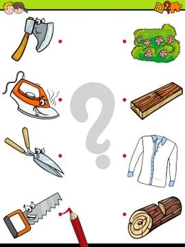 Match objects educational activity game Ilustração Stock