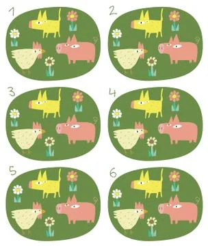 Match Pairs Visual Game: Animals Stock Illustration