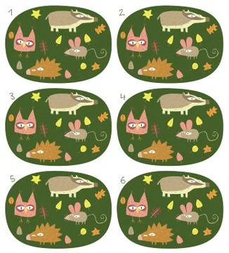 Match Pairs Visual Game: Forest Animals Stock Illustration