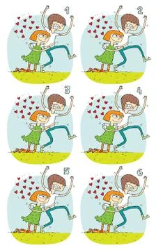 Match Pairs Visual Game: Romance Stock Illustration