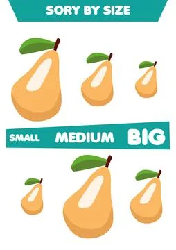 Match the pear by size. Educational logical game for children. An education.. Stock Illustration
