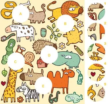 Match pieces, visual game Stock Illustration