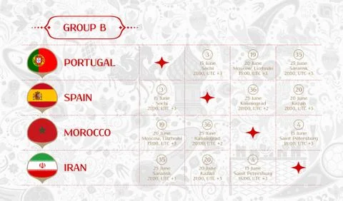 Match schedule group B, vector illustration Stock Illustration