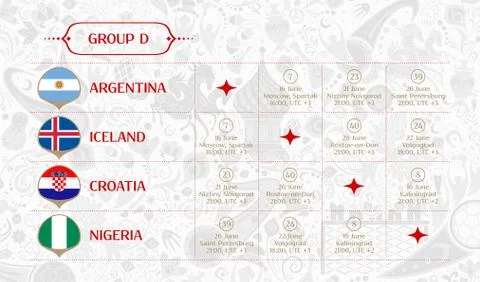 Match schedule group D, vector illustration Illustrazione stock