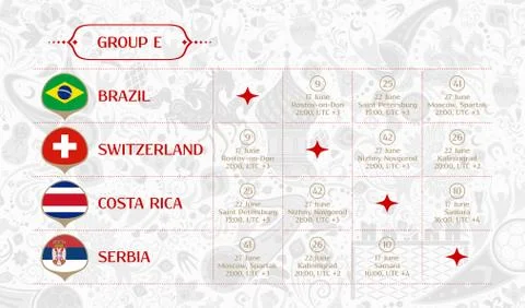 Match schedule group E, vector illustration Illustrazione stock