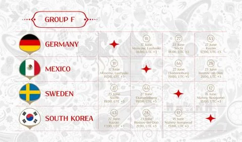 Match schedule group F, vector illustration Stock Illustration