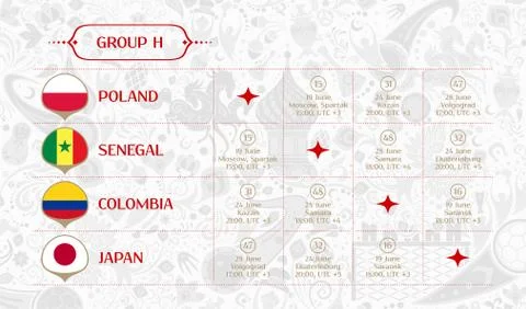 Match schedule group H, vector illustration Stock Illustration