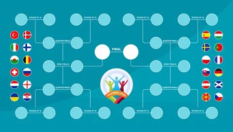 Match schedule, template for web, print, football results table, flags of Eur イラスト素材