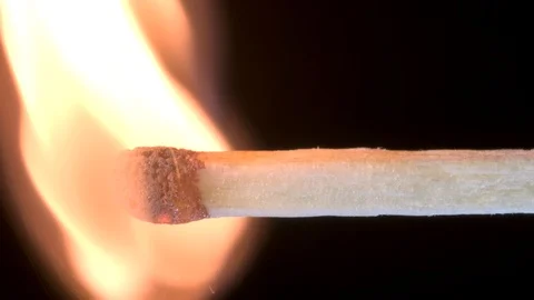 Match self-ignition, burns and goes out. Burning wooden match and flame close-up Stock Footage 106315637