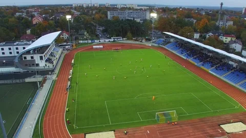 A match at the stadium, aerial view Stock Footage 85289627