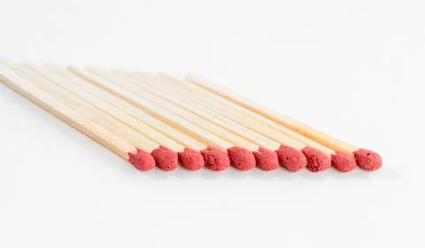 Match sticks objects collection. Group of identical matchsticks in a row is.. Foto stock