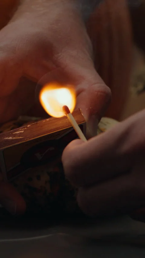 Match Strike Upward Motion Flame Ignition Vertical Video Slow Motion Video stock 308195633