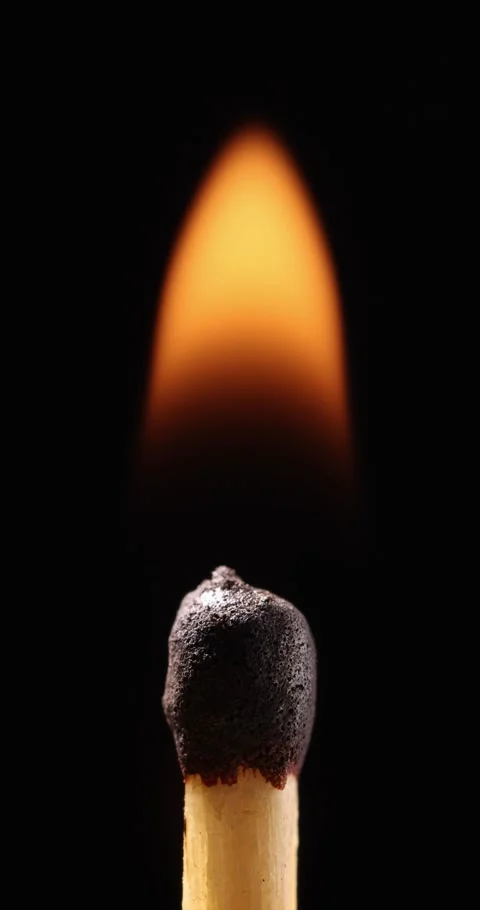 Match Super Macro Vert Slow Mo Long Fire Stock Footage 310285063