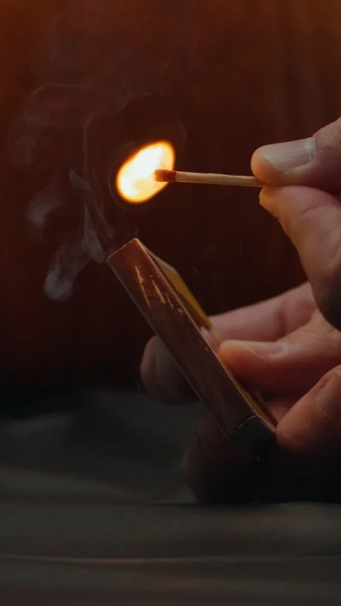 Match Upward Strike Heavy Flame Vertical Video Slow Motion Video stock 308195630