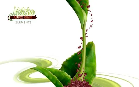 Matcha azuki bean elements Illustrazione stock